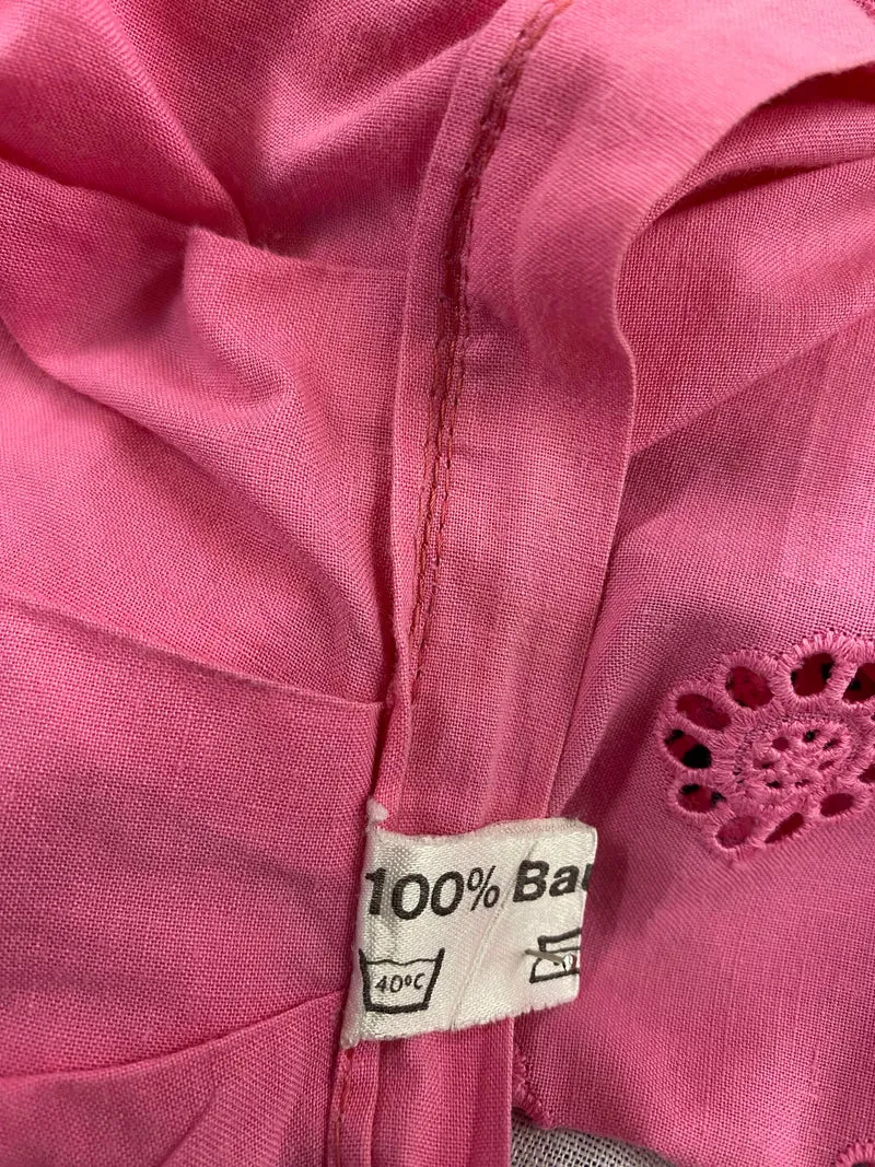 Vintage Dirndl Gr. 46/48 Dunkelblau bestickt mit Bluse & rosa Spitzenschürze