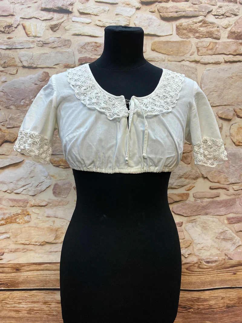 Vintage Salzburger Dirndl Gr. 36 – Blau mit Schnürung, Bluse & rosa Schürze