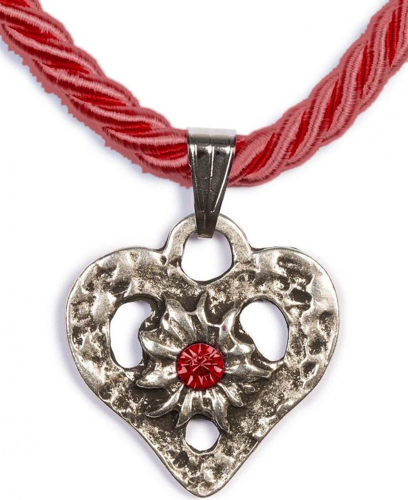 Kordelkette Herz mit Stein