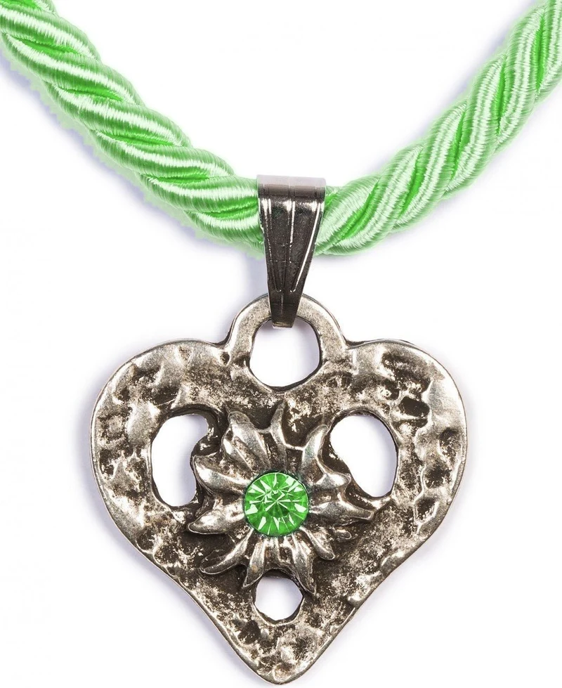 Kordelkette Herz mit Stein