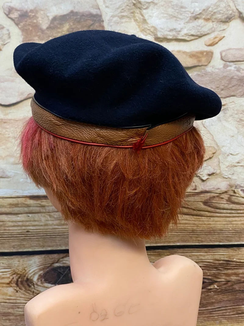 Vintage Damen-Barett schwarz Gr. 54