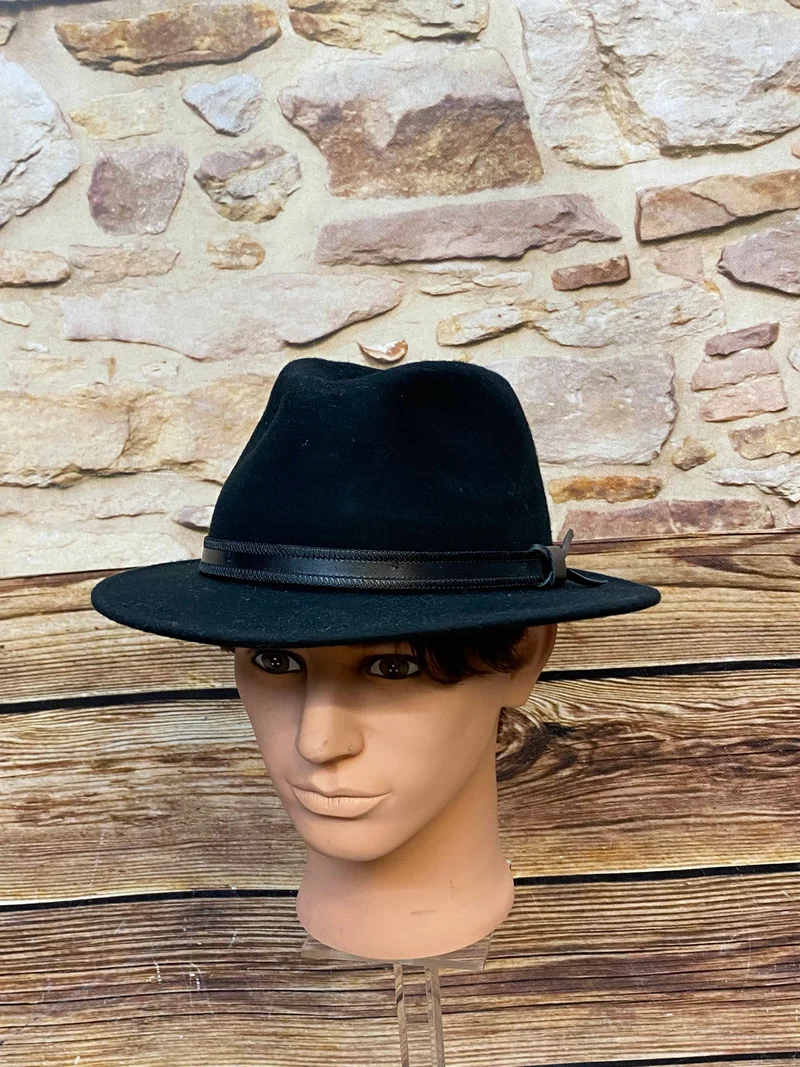 Schwarzer Woll-Fedora Gr. 57