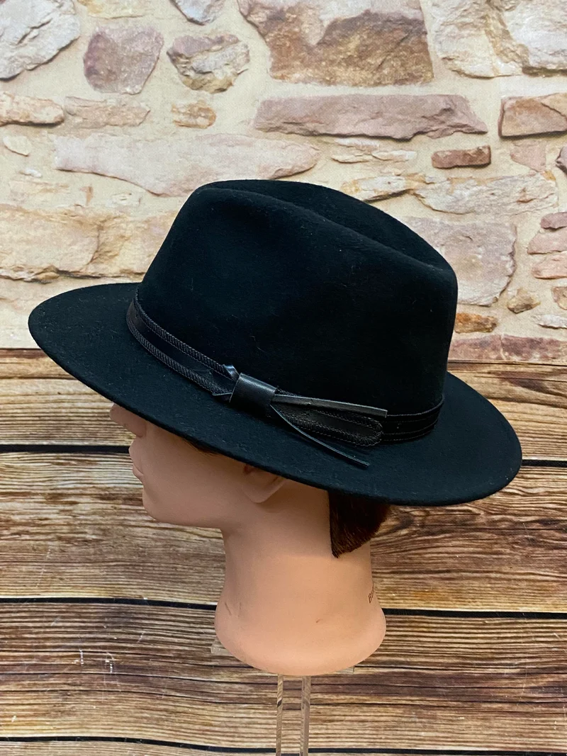 Schwarzer Woll-Fedora Gr. 57