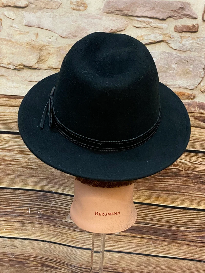 Schwarzer Woll-Fedora Gr. 57