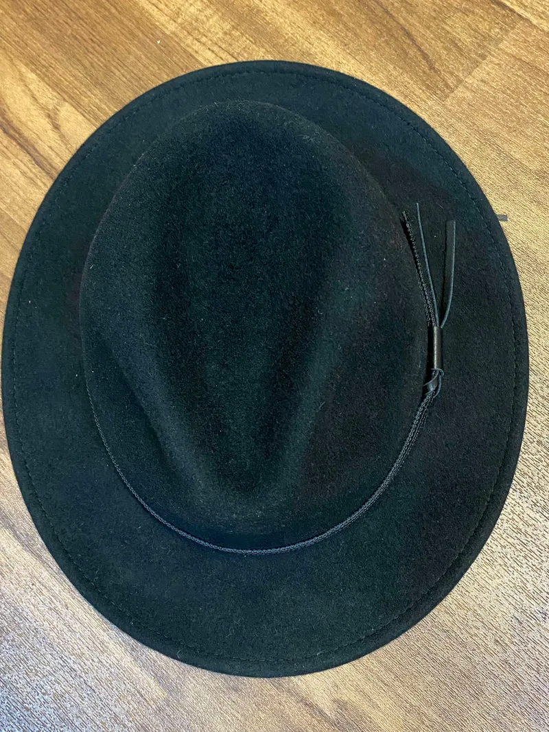Schwarzer Woll-Fedora Gr. 57