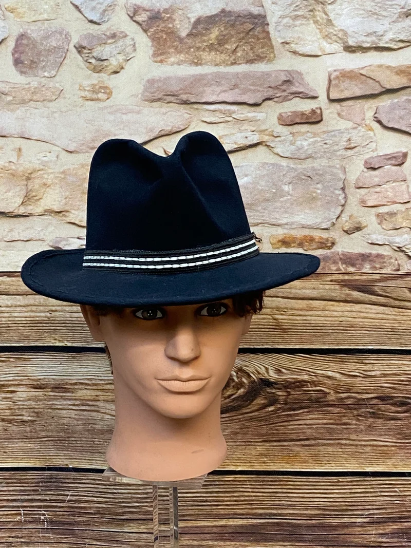 Schwarzer Vintage Fedora Pigalle Gr. 55