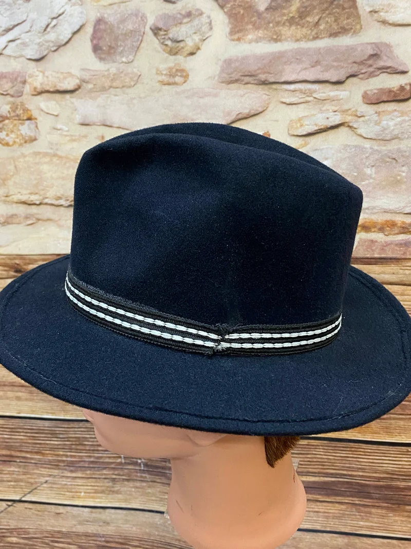 Schwarzer Vintage Fedora Pigalle Gr. 55