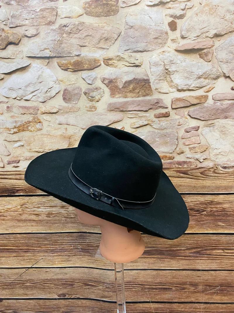 Schwarzer Vintage Woll-Cowboyhut Gr. 61