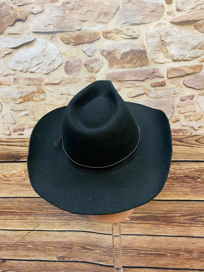 Schwarzer Vintage Woll-Cowboyhut Gr. 61