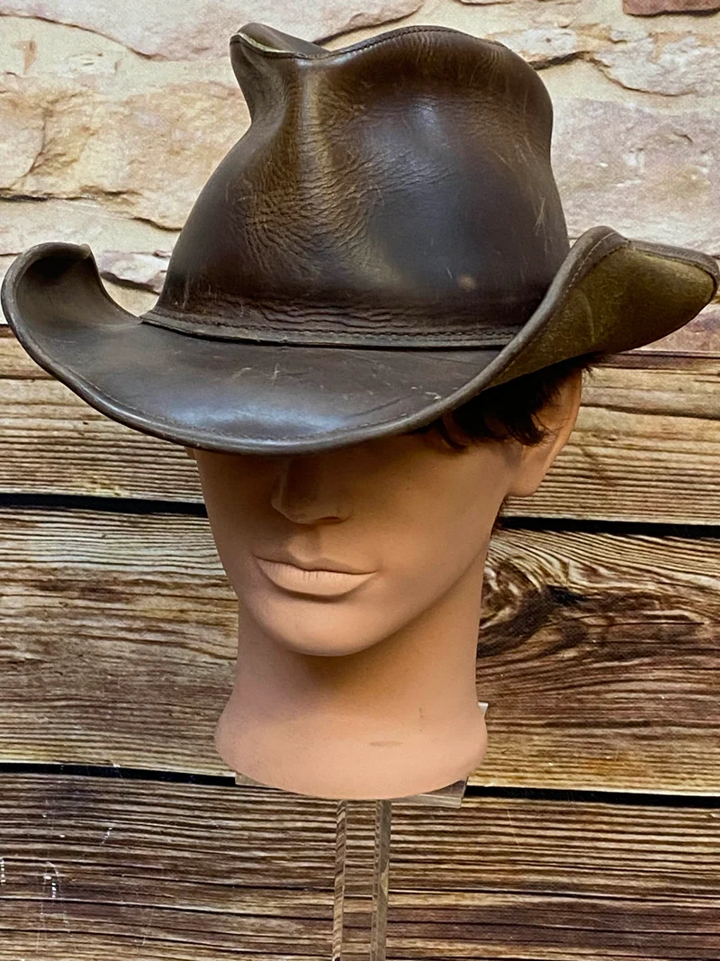 Brauner Vintage Leder-Cowboyhut Fox Creek