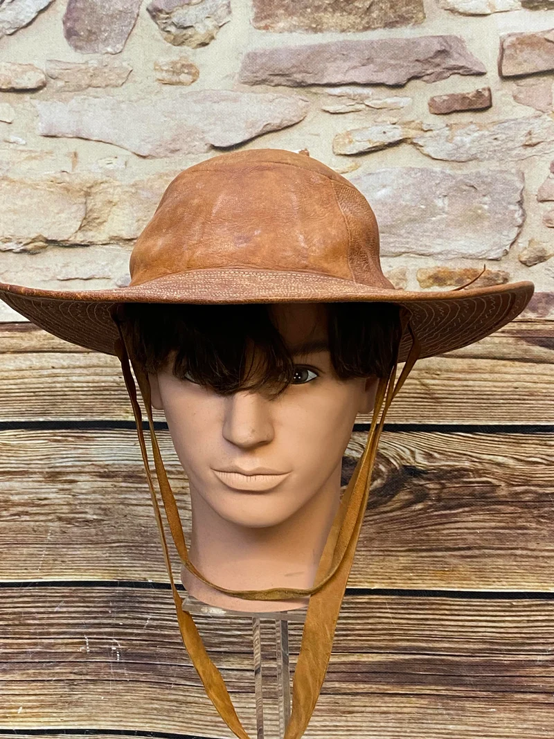 Brauner Vintage Leder-Westernhut Gr. 57