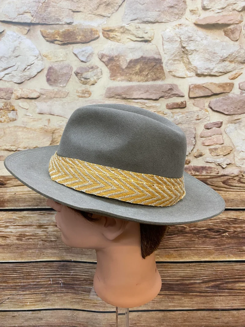 Vintage Fedora Haarfilz Gr. 56 grau