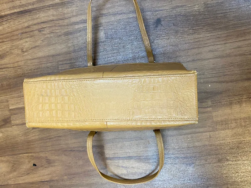 Vintage Handtasche Cognac mit Kroko-Prägung