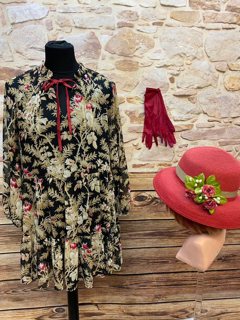 20er Jahre Damen Outfit Gr. 42 | Kleid, Hut & Handschuhe