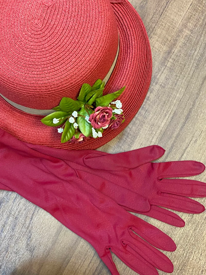 20er Jahre Damen Outfit Gr. 42 | Kleid, Hut & Handschuhe