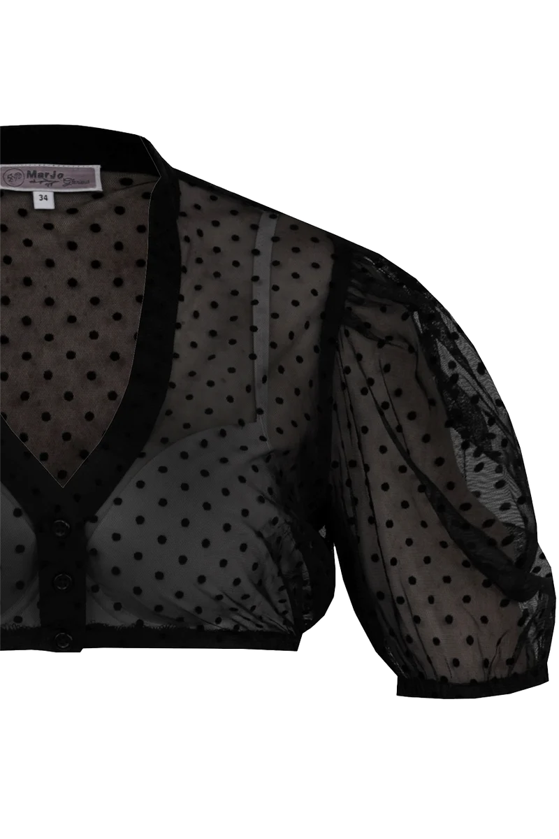 Dirndlbluse transparent mit Punkten - schwarz