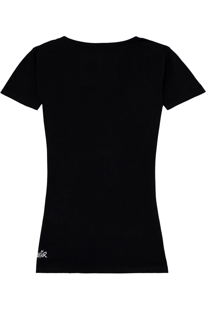 Damen T-Shirt mit Aperol-Motiv und Glitzer - schwarz