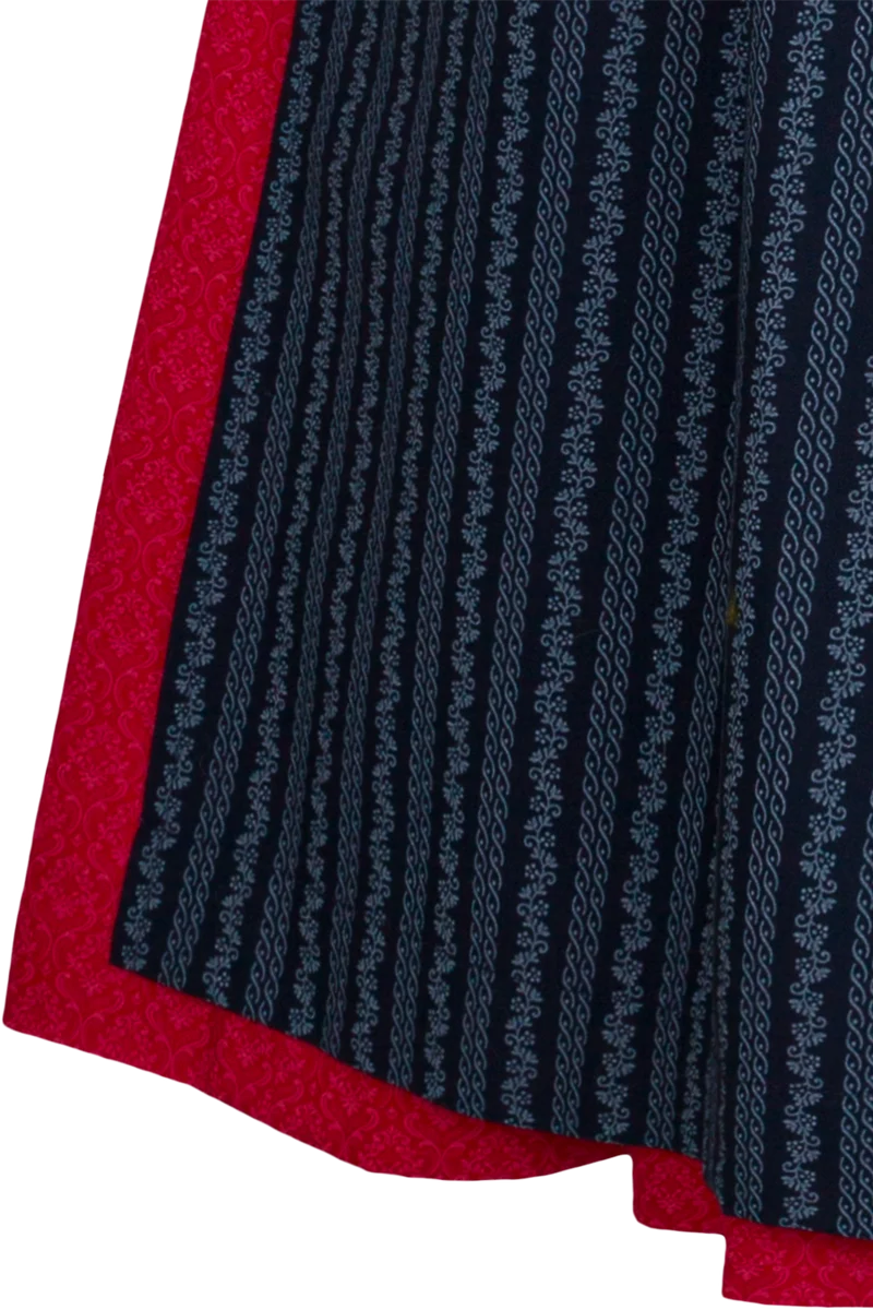 Dirndl lang aus Baumwolle mit eckigem Ausschnitt - rot marine