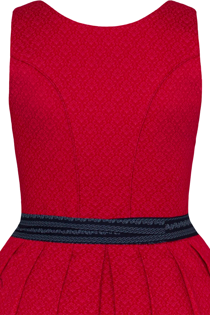 Dirndl lang aus Baumwolle mit eckigem Ausschnitt - rot marine