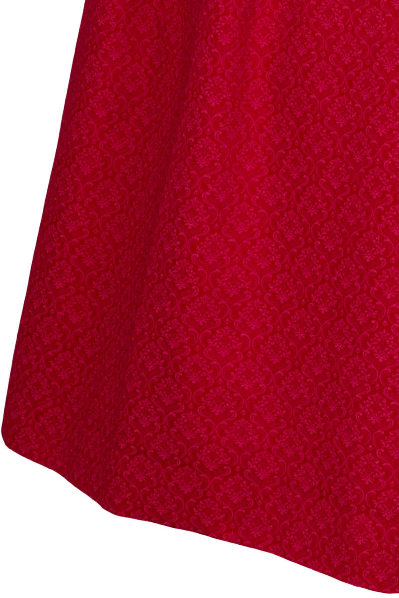 Dirndl lang aus Baumwolle mit eckigem Ausschnitt - rot marine