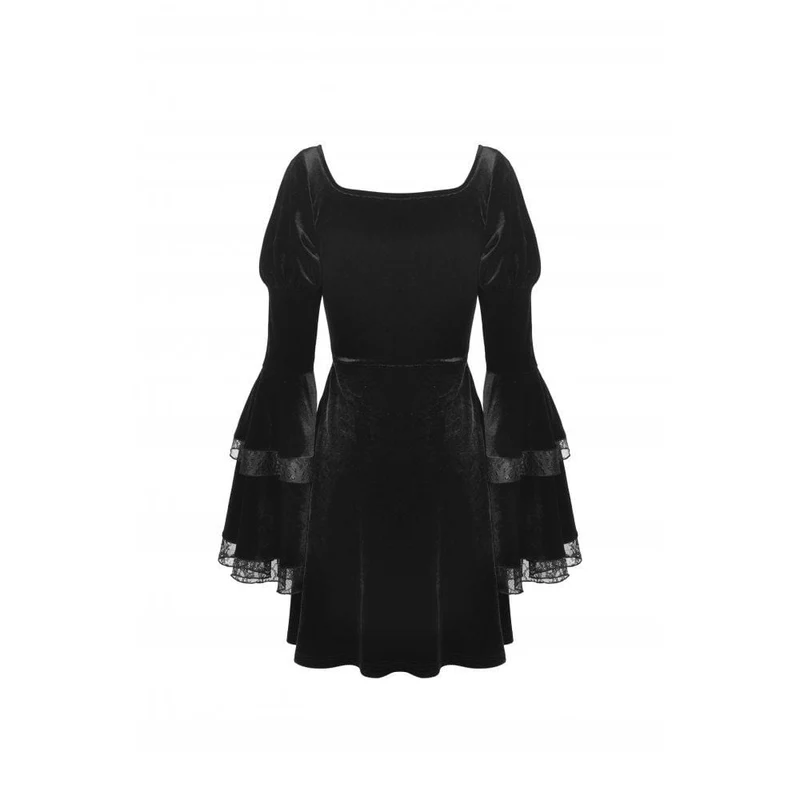 Gothic-Hochzeitskleid für Damen mit mehrlagigen Ärmeln und Spitzeneinsatz