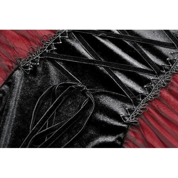 Gothic-Satinkleid aus Samt in Kontrastfarbe für Damen