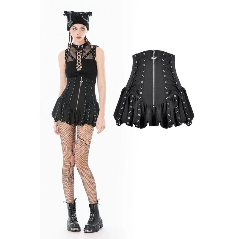 Punk-Shorts mit Ösen und Reißverschluss für Damen