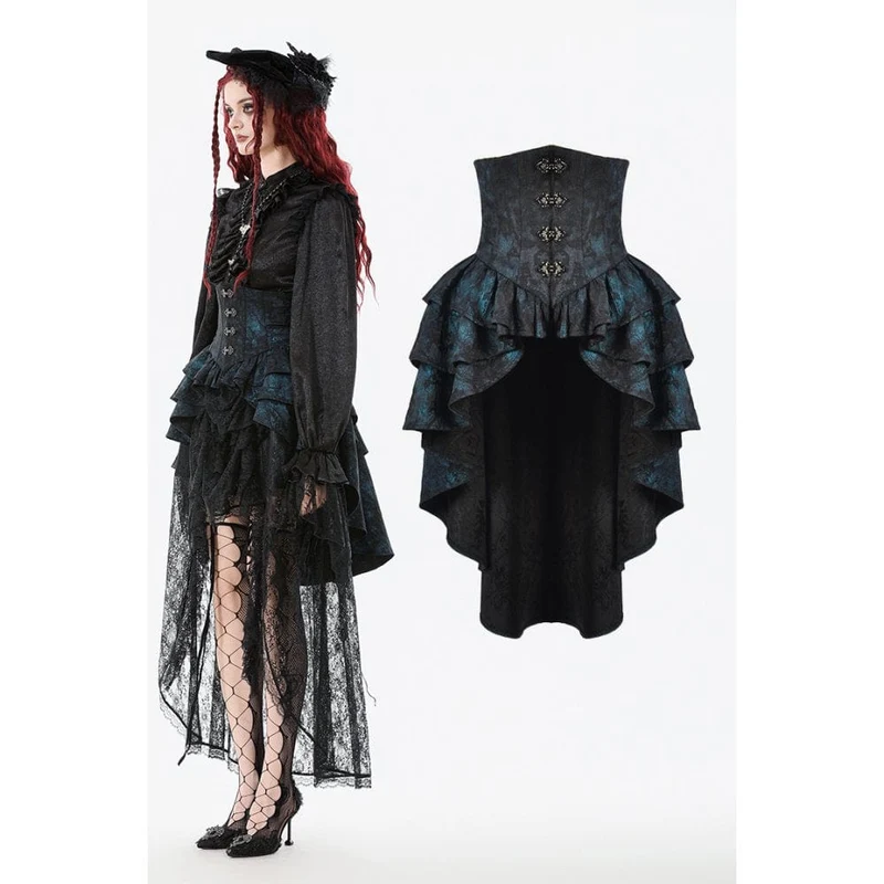 Gothic-Rock mit unregelmäßigem Saum und Schnalle für Damen