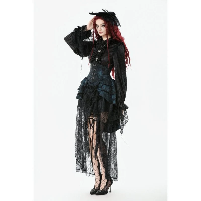 Gothic-Rock mit unregelmäßigem Saum und Schnalle für Damen