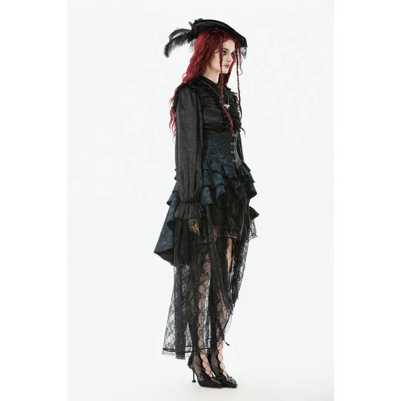 Gothic-Rock mit unregelmäßigem Saum und Schnalle für Damen