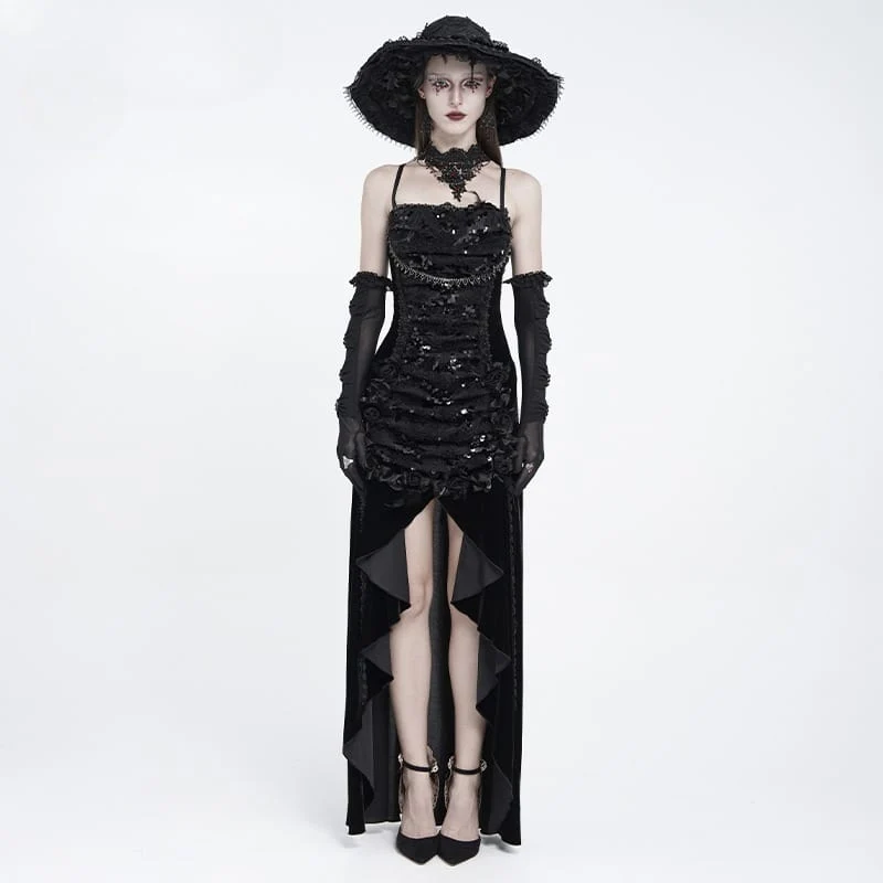 Gothic-Rosen-Schnürkleid aus Samt mit asymmetrischem Saum und Raffungen für Damen, Abschlusskleid