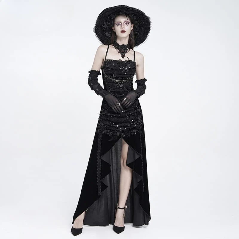 Gothic-Rosen-Schnürkleid aus Samt mit asymmetrischem Saum und Raffungen für Damen, Abschlusskleid