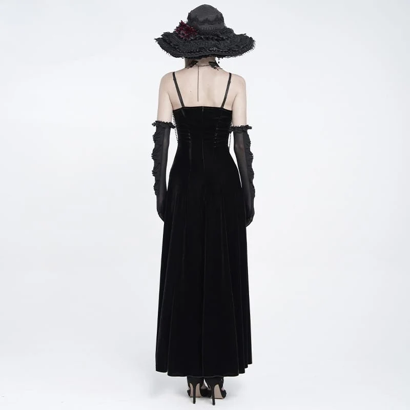 Gothic-Brautkleid für Damen mit Blumenmuster, seitlicher Schnürung, Perlenbesatz, Rüschen und Kettenverzierungen