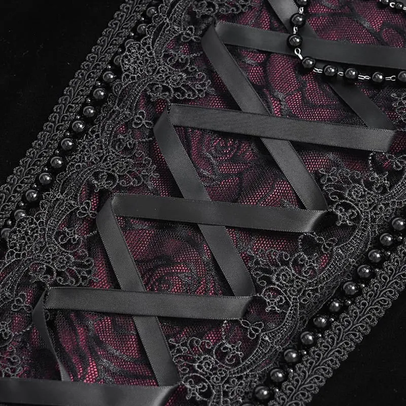Gothic-Schnürrock mit Rosenperlenkette im Meerjungfrauenstil für Damen