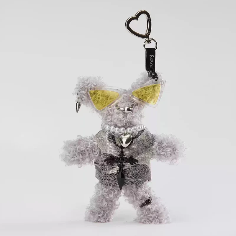 Unisex Punk Rockstar Pelziger Gitarrenbär Taschenanhänger