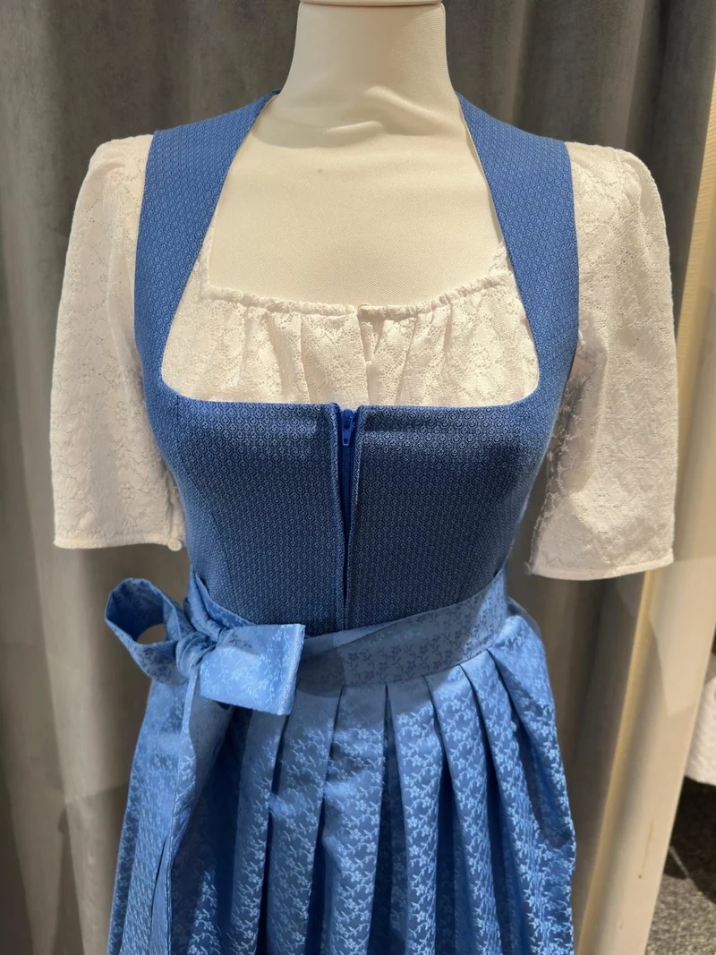 Dirndl Goldstich hellblau 70cm
