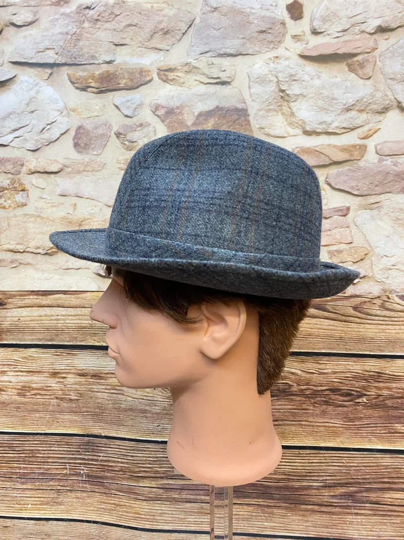 Vintage Herren Hut grau kariert Gr. 58