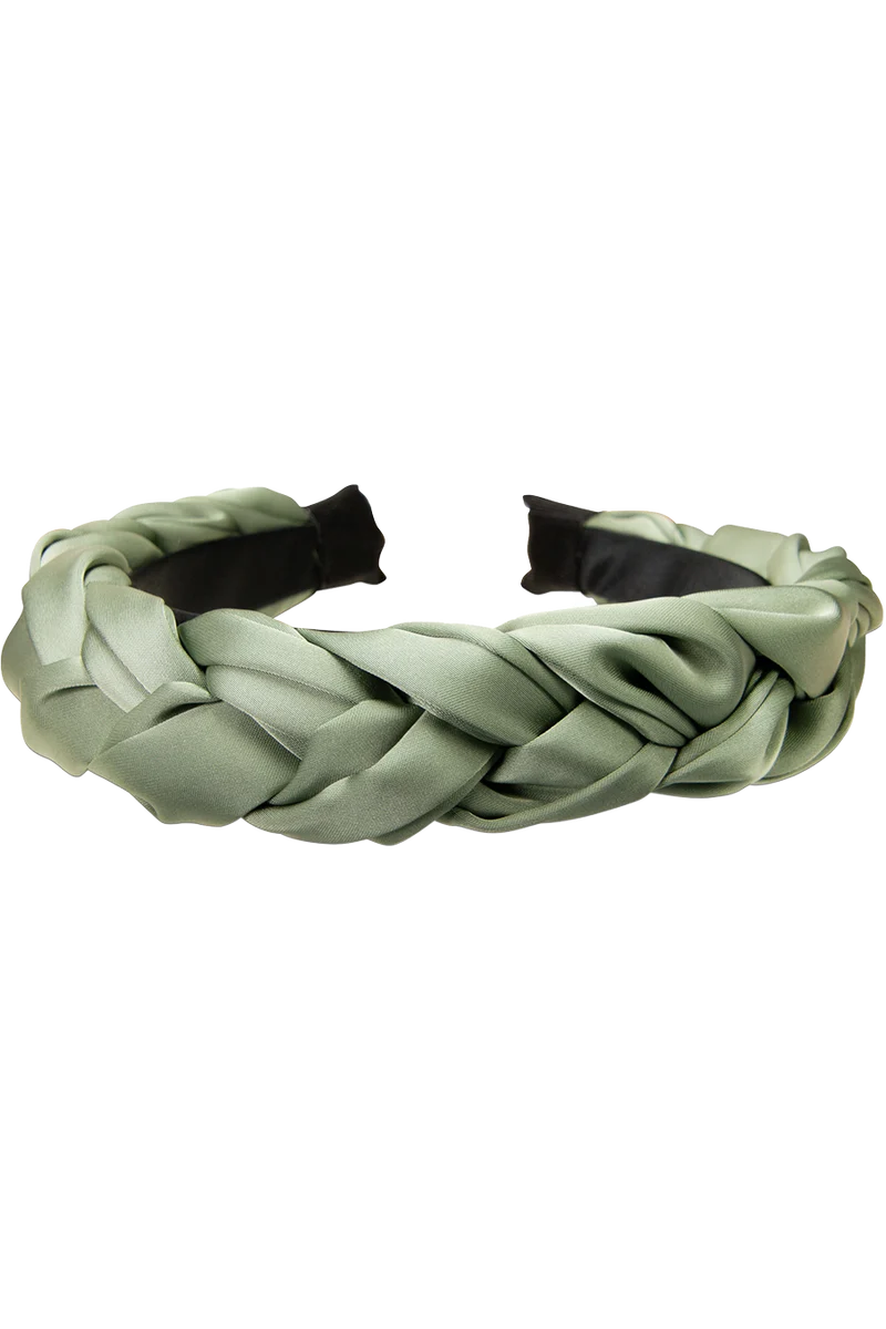 Satin-Haarreif geflochten - salbei
