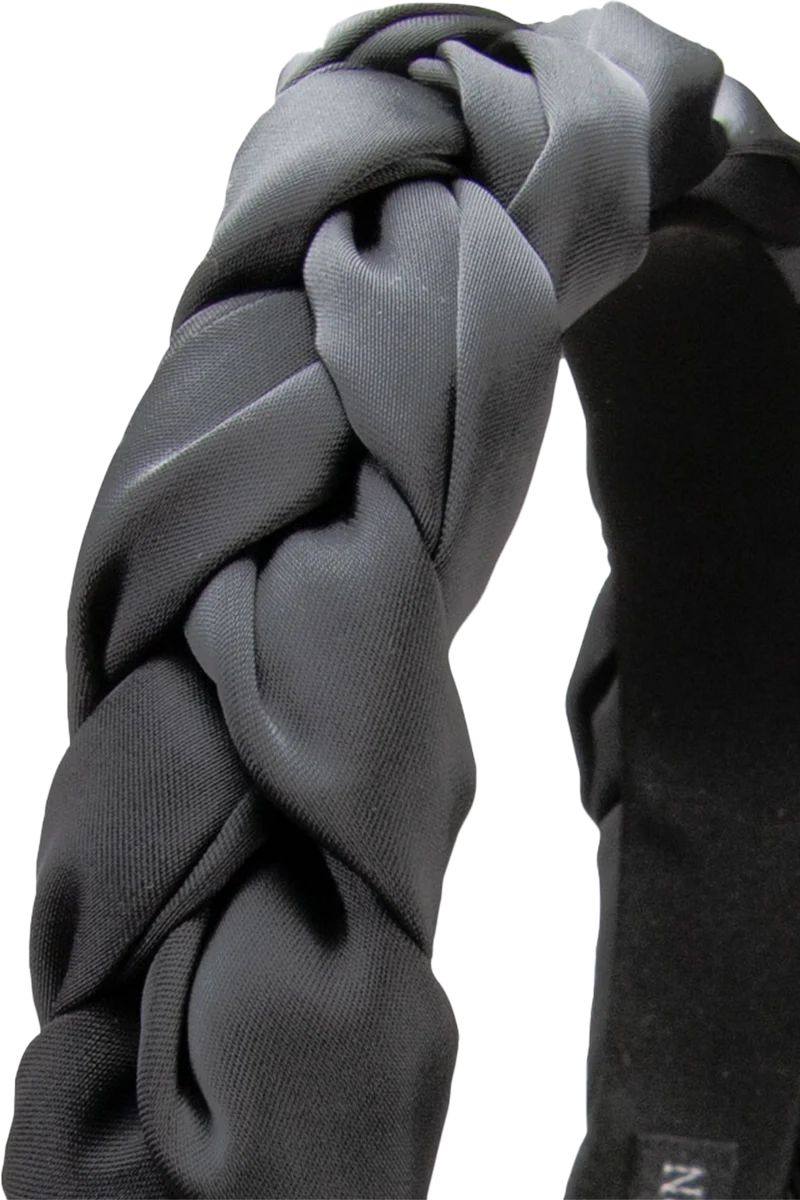 Satin-Haarreif geflochten - dunkelgrau