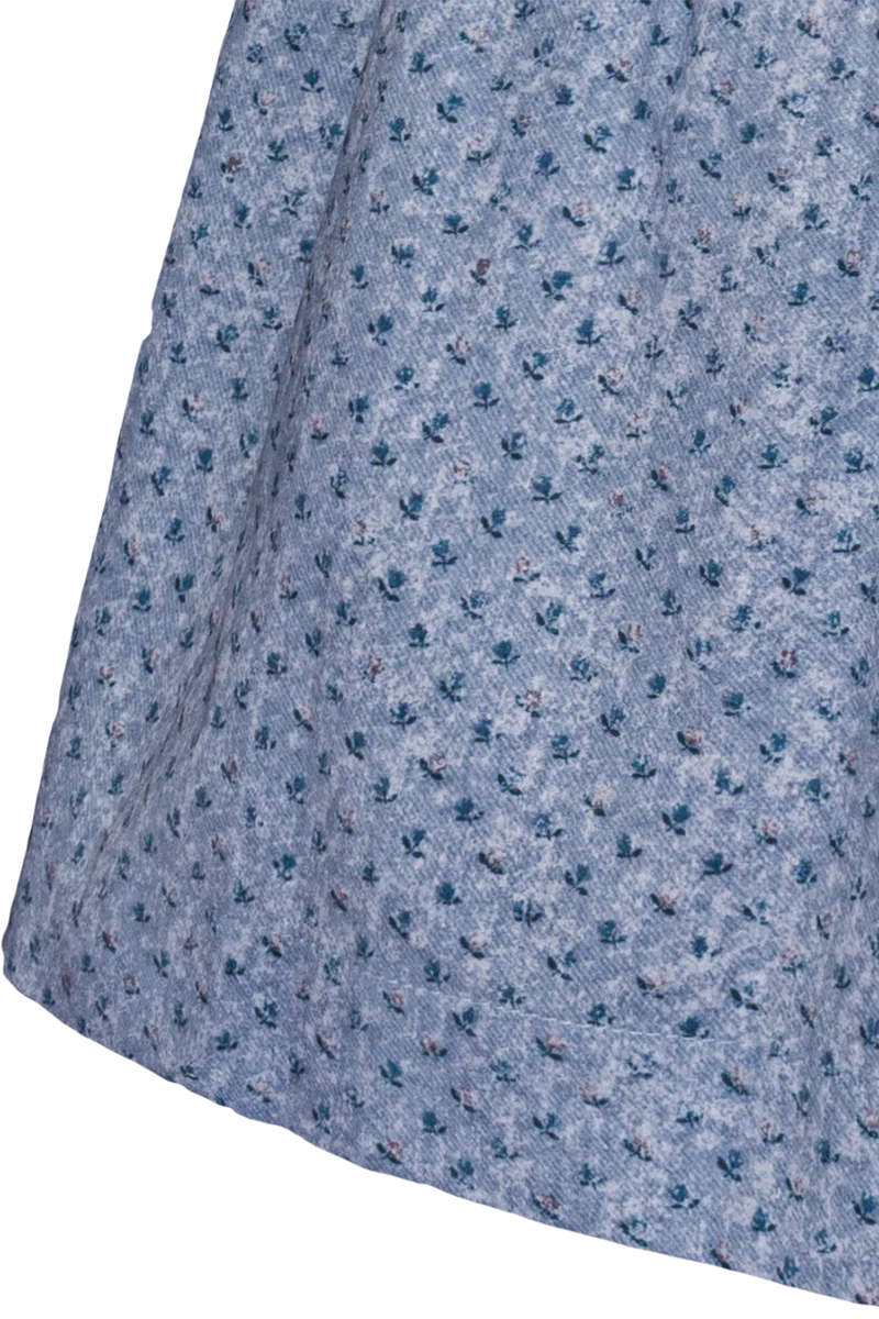 Kinderdirndl mit Blumenmuster und Puffärmelbluse - salzburger blau