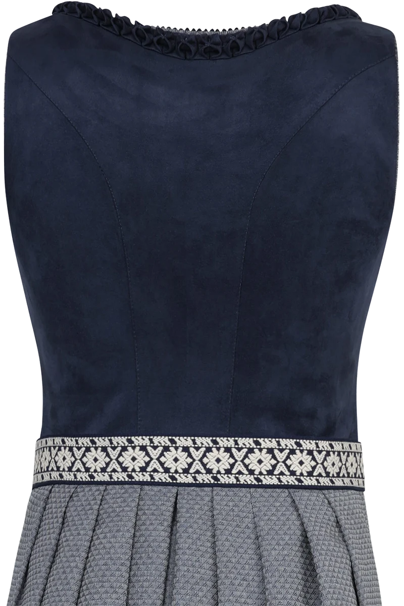 Midi-Dirndl mit Velours und Froschgoscherlrüsche Reichenfels 65cm - midnight denim