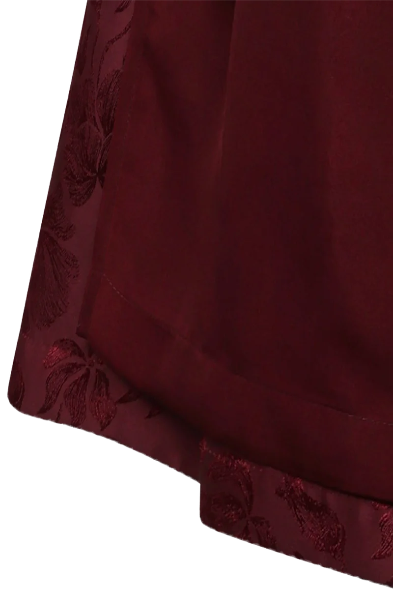 Midi-Dirndl mit Samt und Froschgoscherlrüsche Rabenstein 70cm - wine