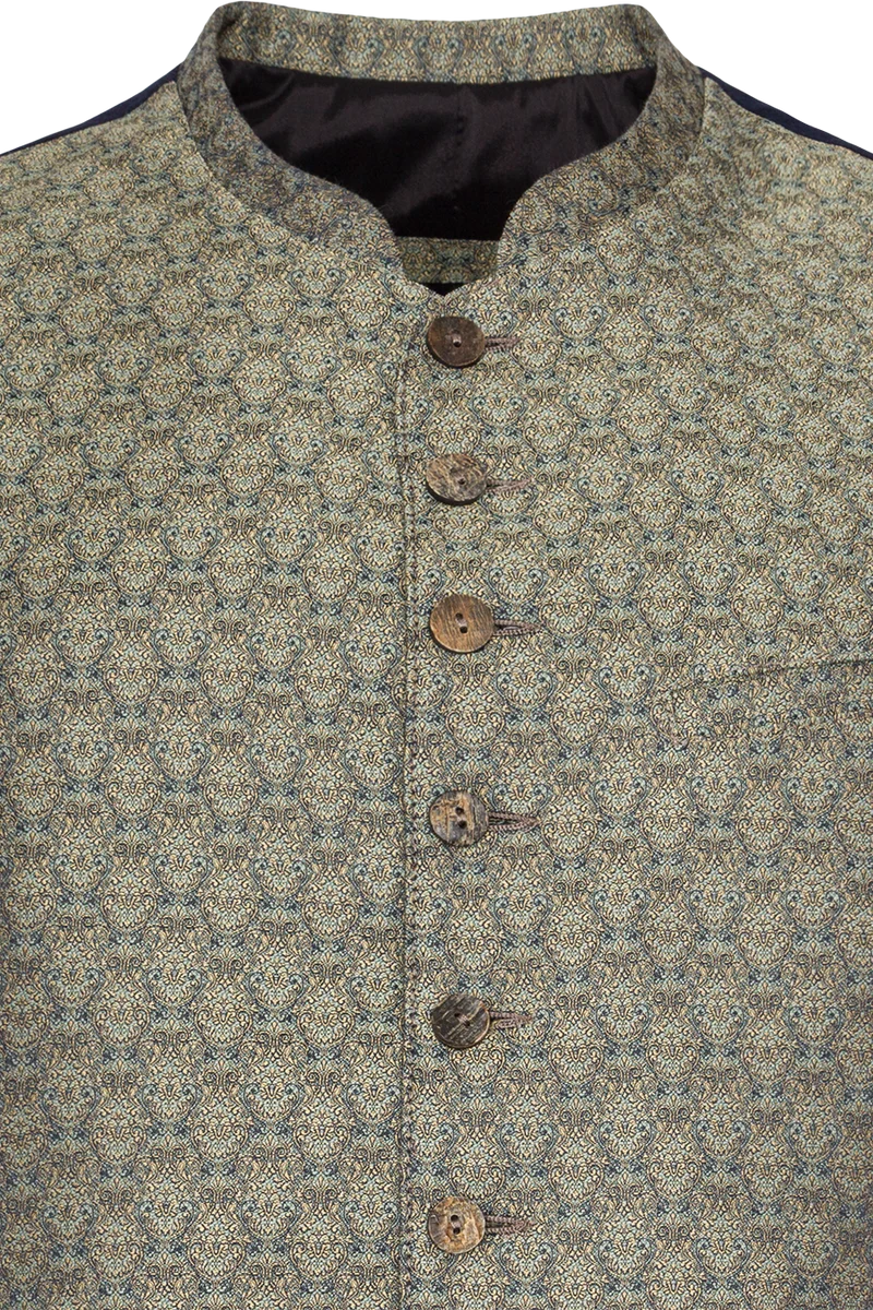 Herren Trachtenweste mit Jacquardmuster Slim Fit - oliv