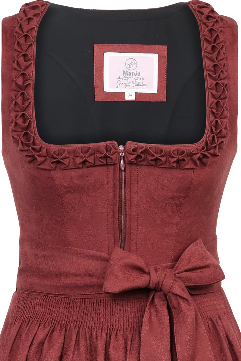Midi-Dirndl mit floralem Muster und Froschgoscherl Hochleiten 75cm - henna