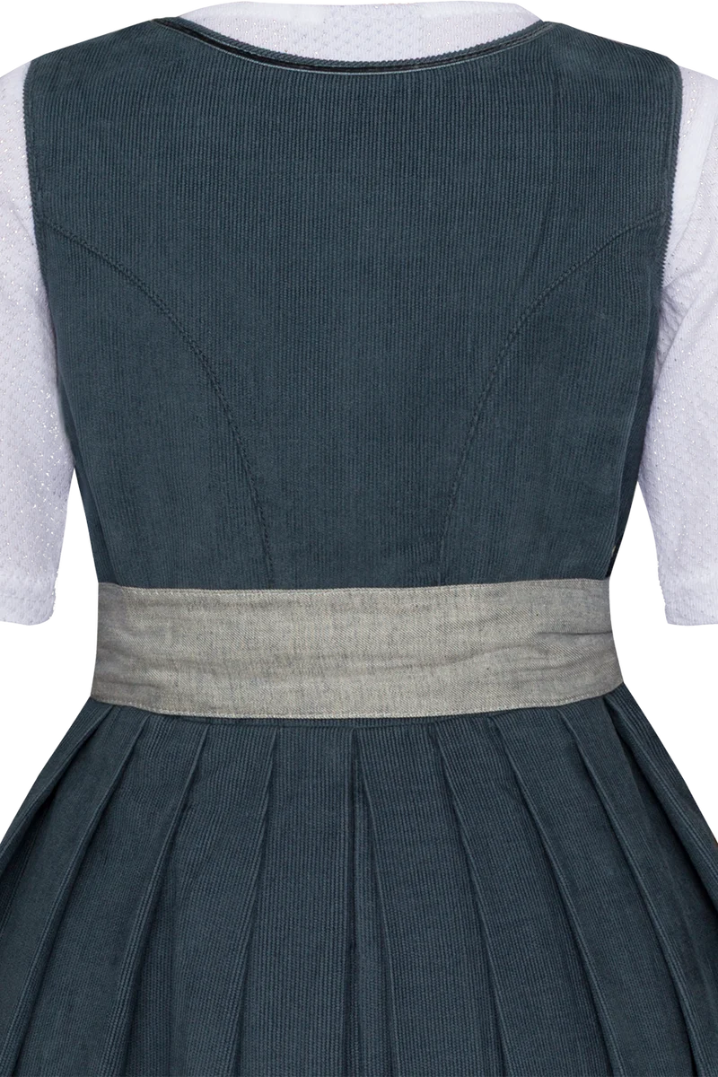 Kinderdirndl aus Cord mit Bluse - blau