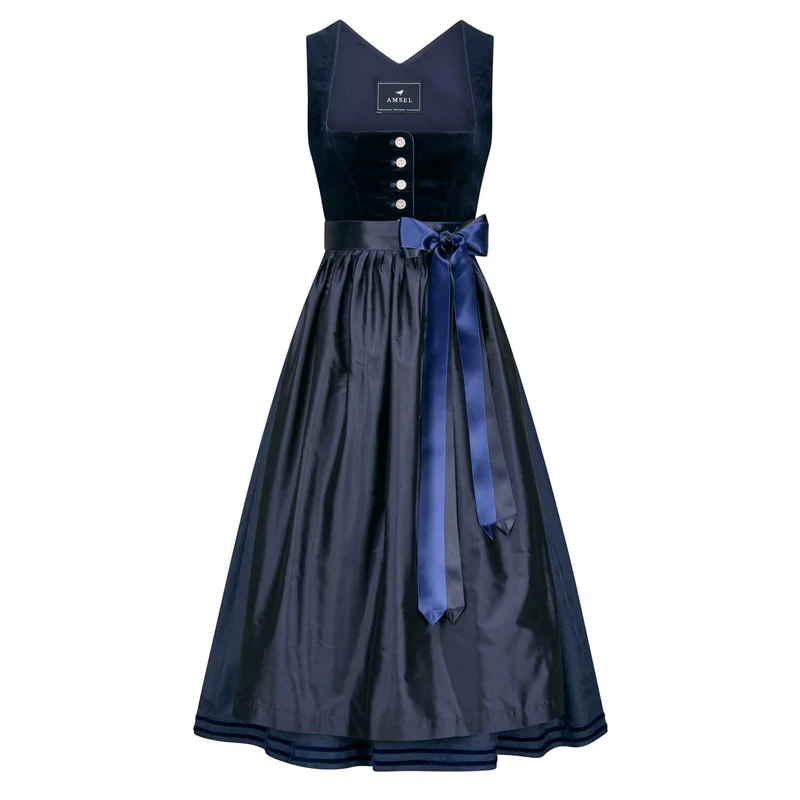 Samtdirndl Olivia Blau (lang)