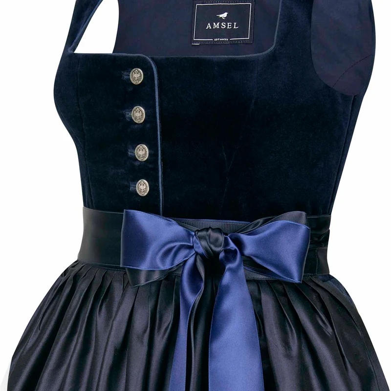 Samtdirndl Olivia Blau (lang)