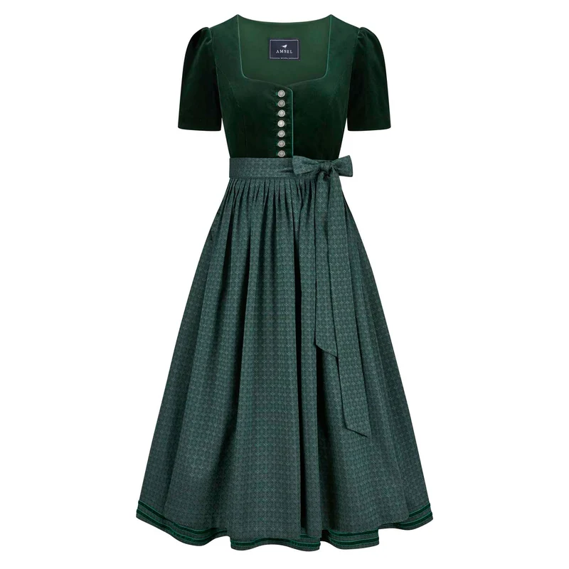 Samtdirndl Viktoria Grün (lang)