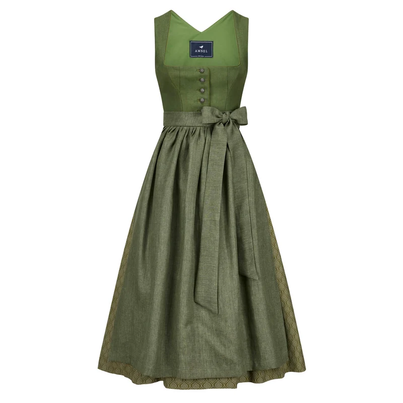 Leinendirndl Nele Oliv (lang)