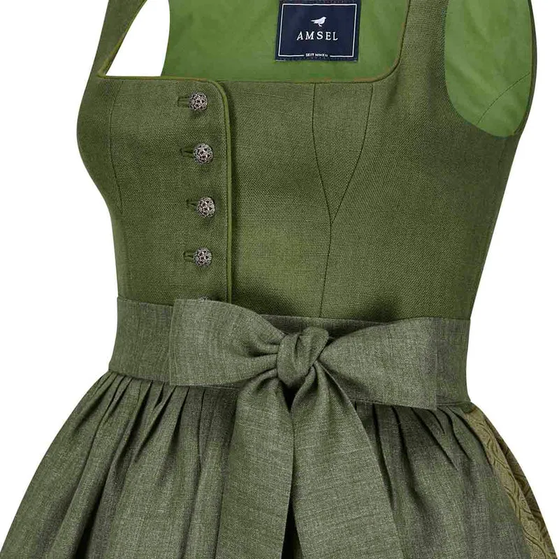 Leinendirndl Nele Oliv (lang)